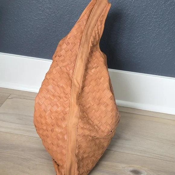 Vintage Woven Leather Brown Slouchy Purse Bag